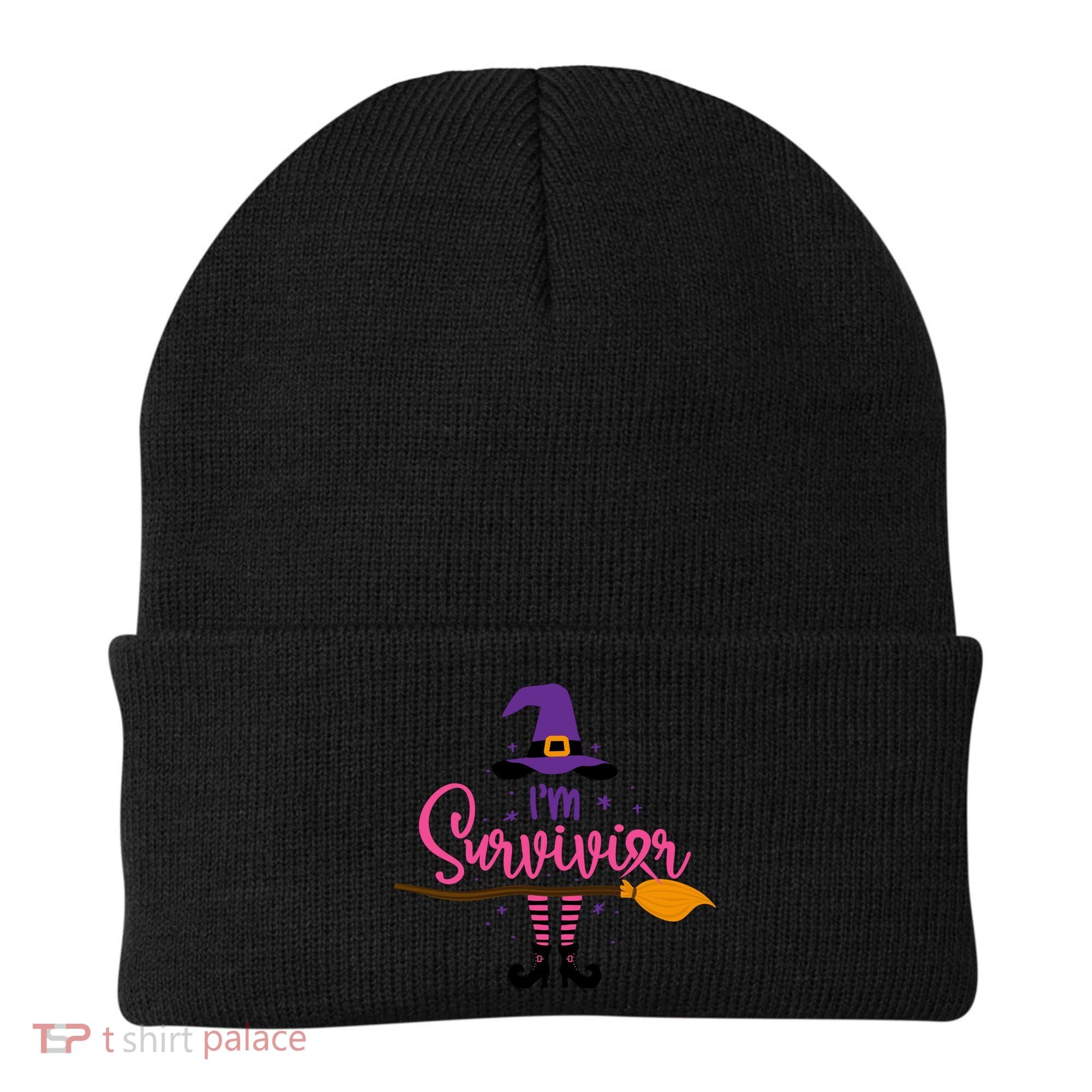 I'm A Survivor Halloween Breast Cancer Awareness Witch Beanie