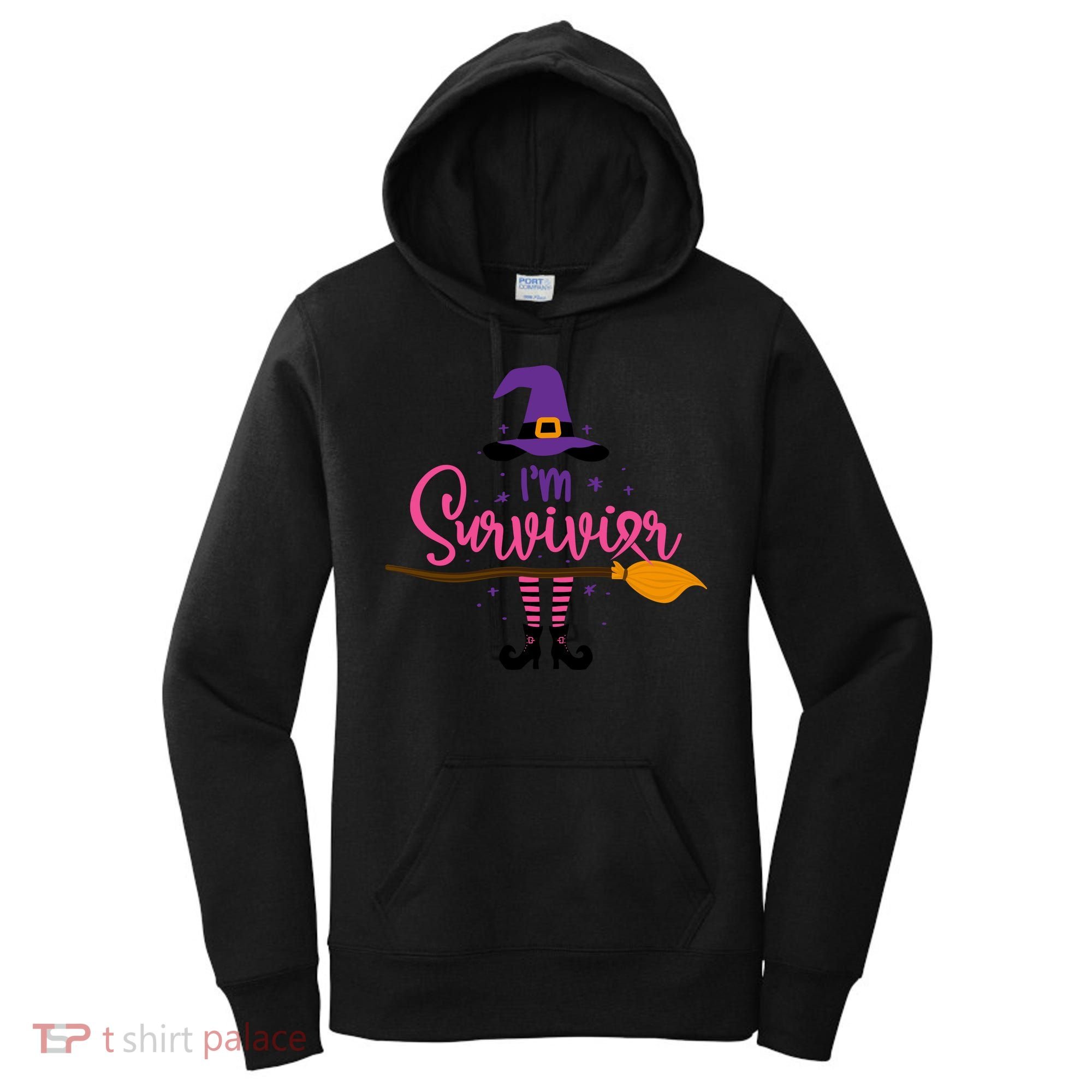 I'm A Survivor Halloween Breast Cancer Awareness Witch Women's Hoodie