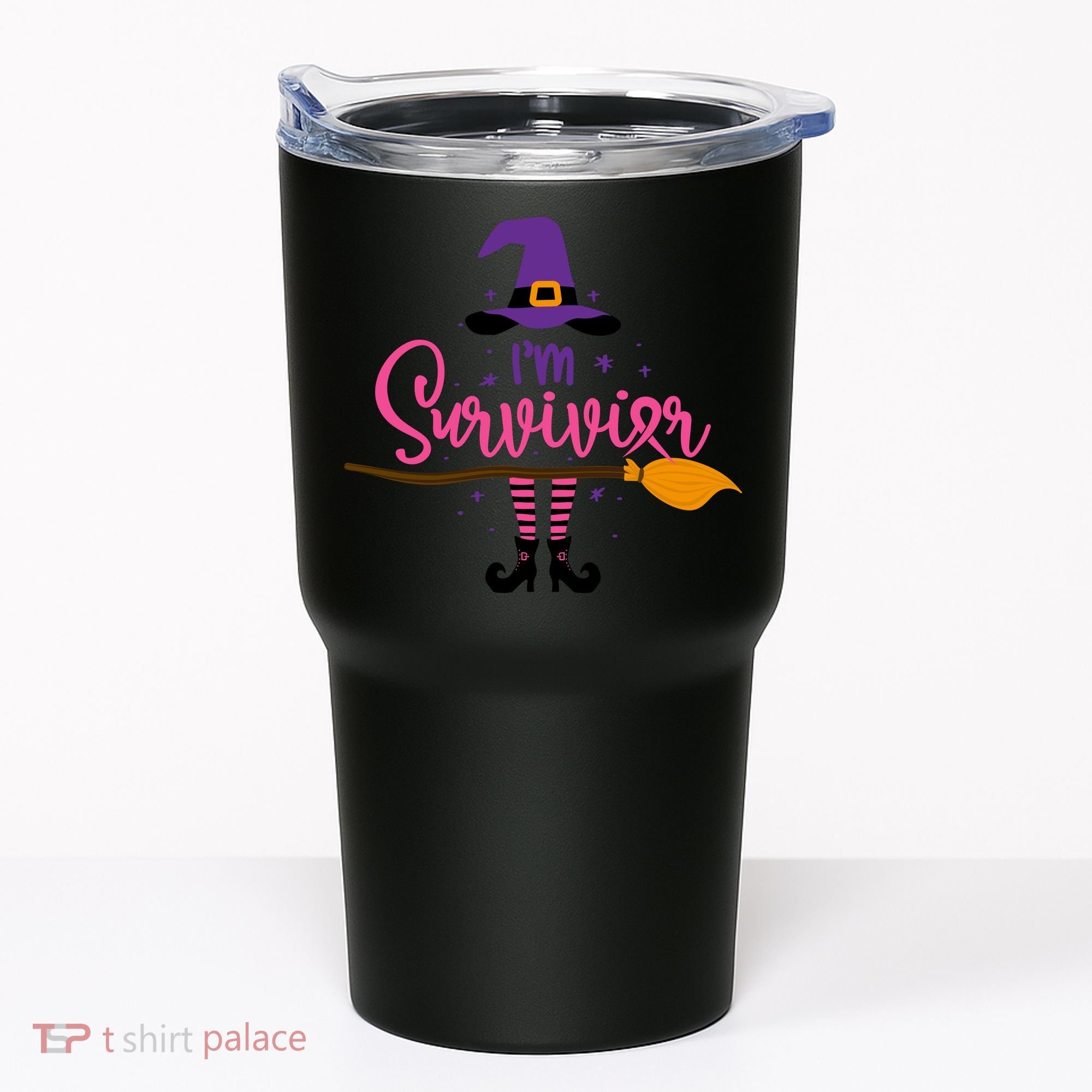 I'm A Survivor Halloween Breast Cancer Awareness Witch Tumbler