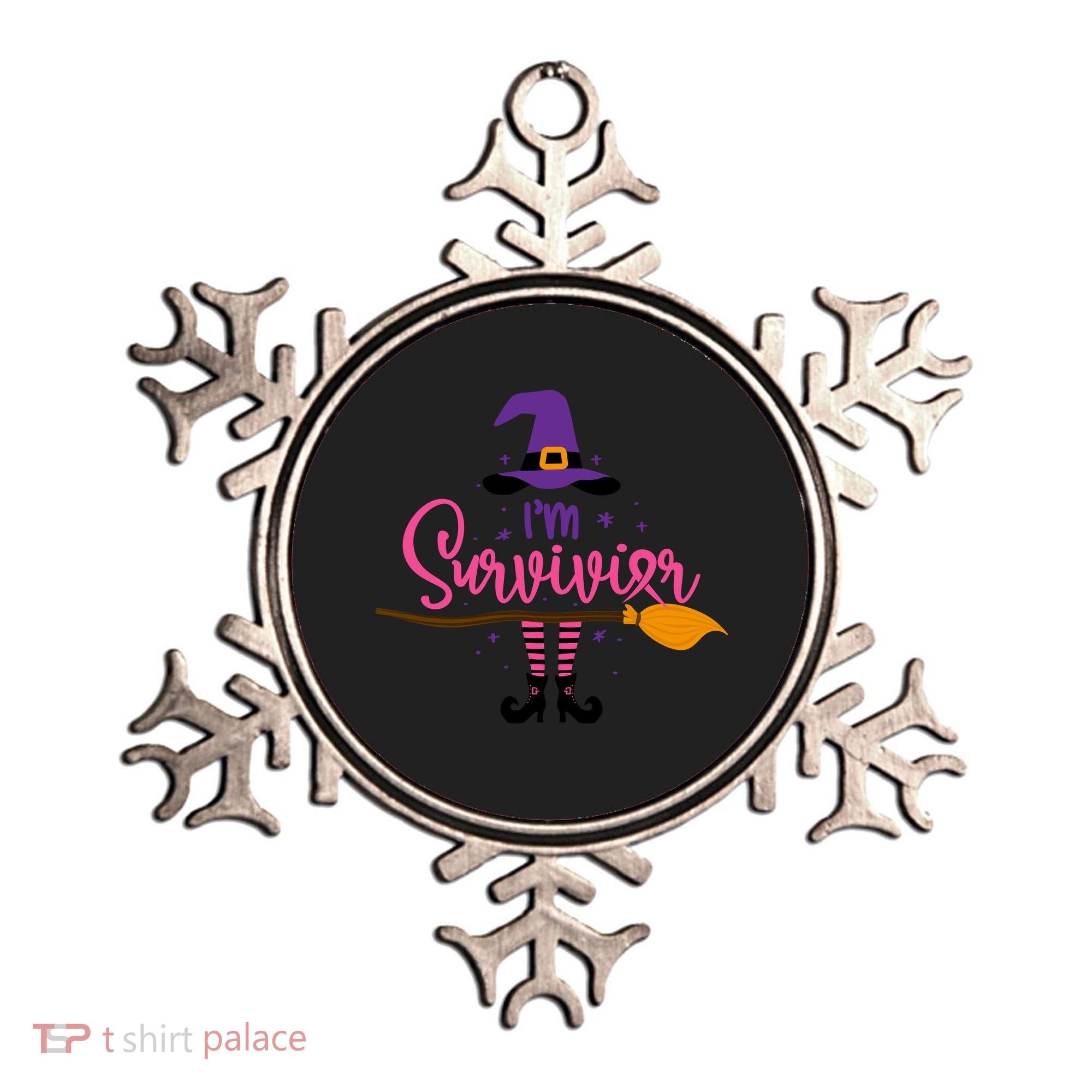 I'm A Survivor Halloween Breast Cancer Awareness Witch Ornament