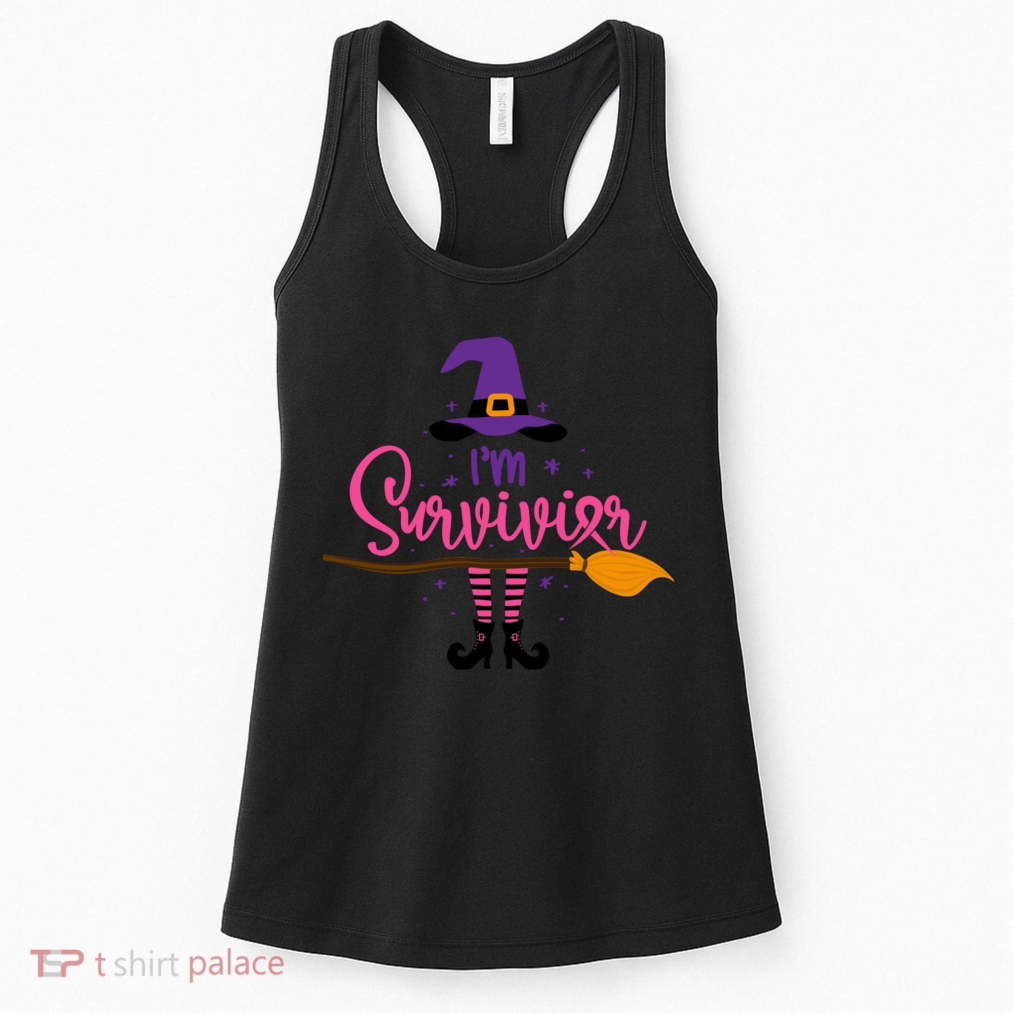 I'm A Survivor Halloween Breast Cancer Awareness Witch Women's Tank Top