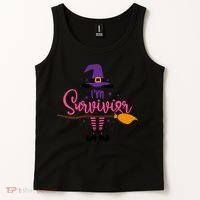 I'm A Survivor Halloween Breast Cancer Awareness Witch Tank Top thumb 2