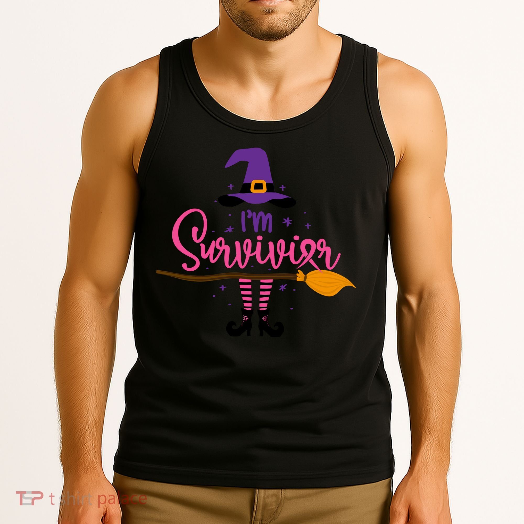 I'm A Survivor Halloween Breast Cancer Awareness Witch Tank Top