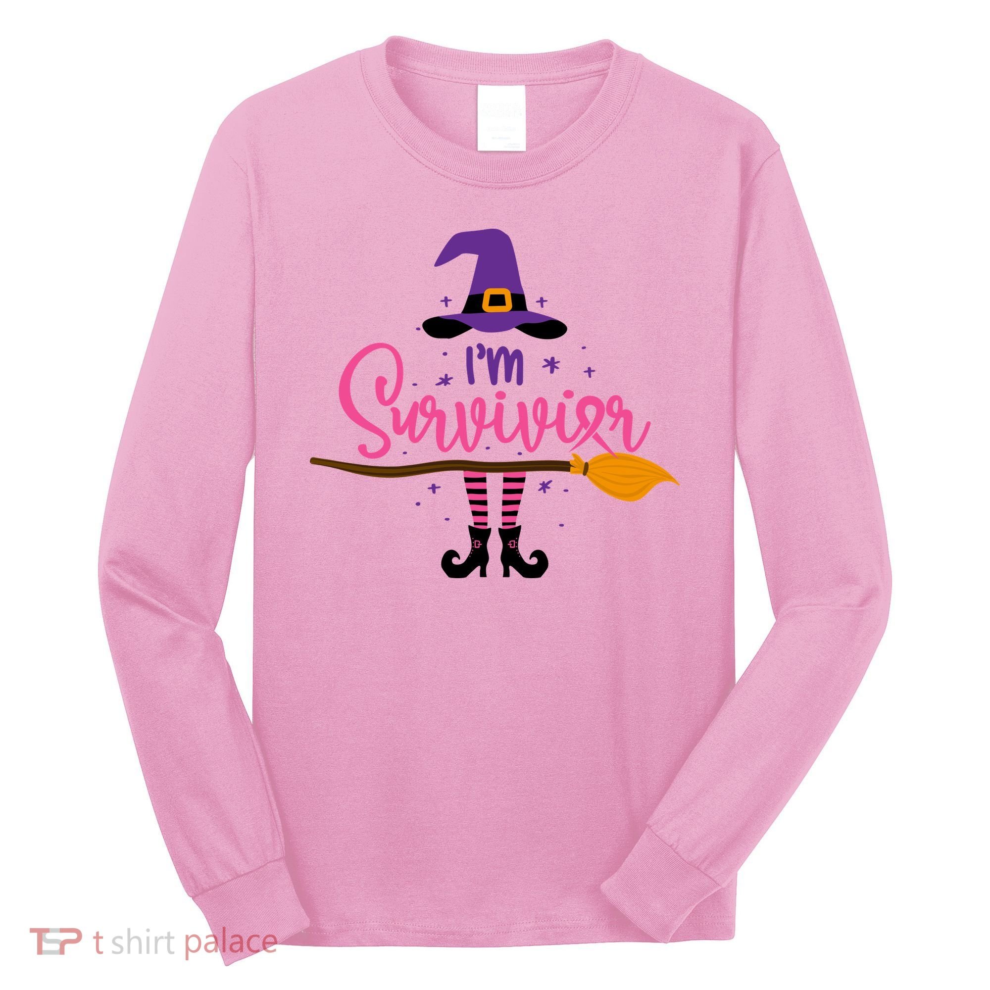 I'm A Survivor Halloween Breast Cancer Awareness Witch Long Sleeve Shirt