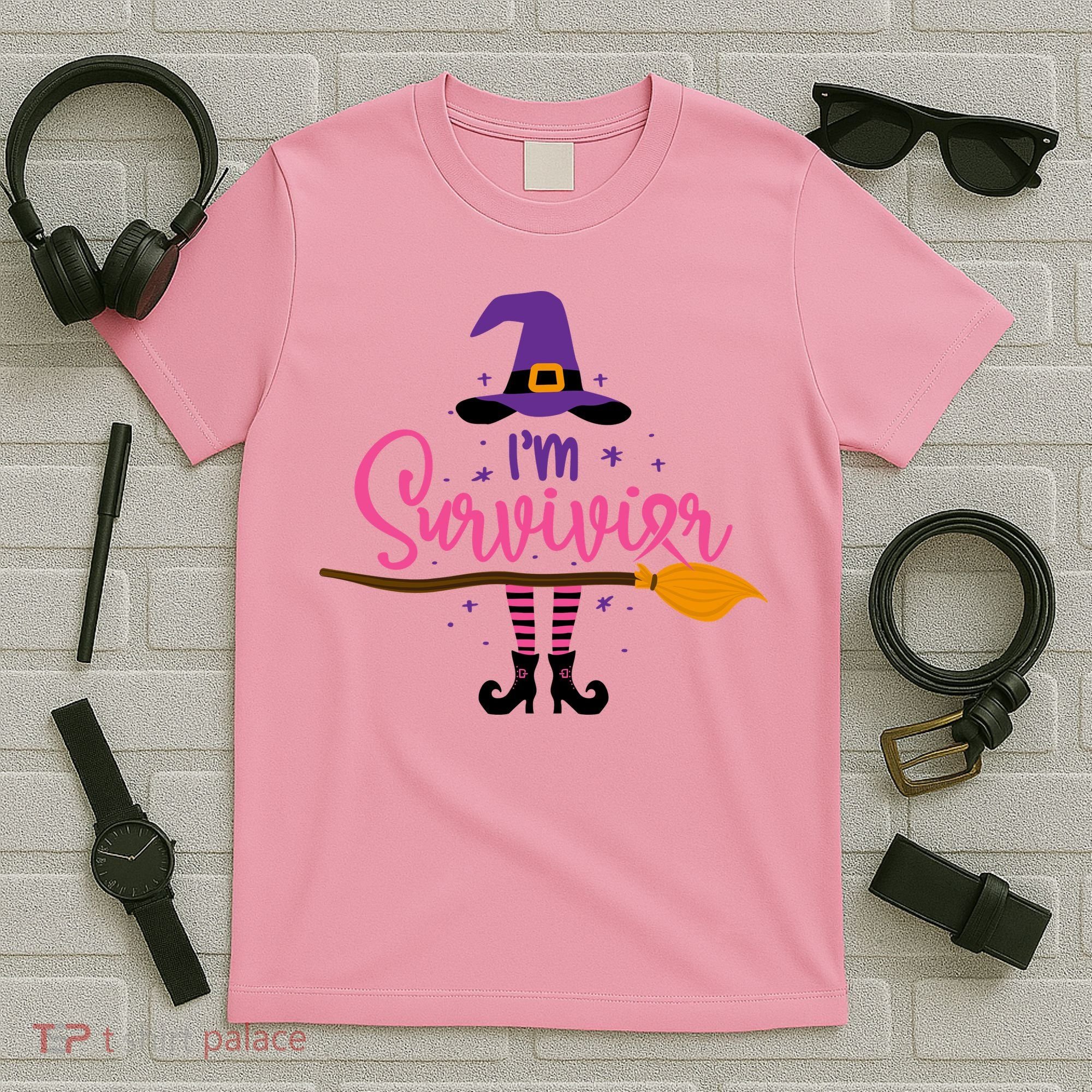 I'm A Survivor Halloween Breast Cancer Awareness Witch T-Shirt