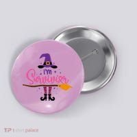 I'm A Survivor Halloween Breast Cancer Awareness Witch Button thumb 0