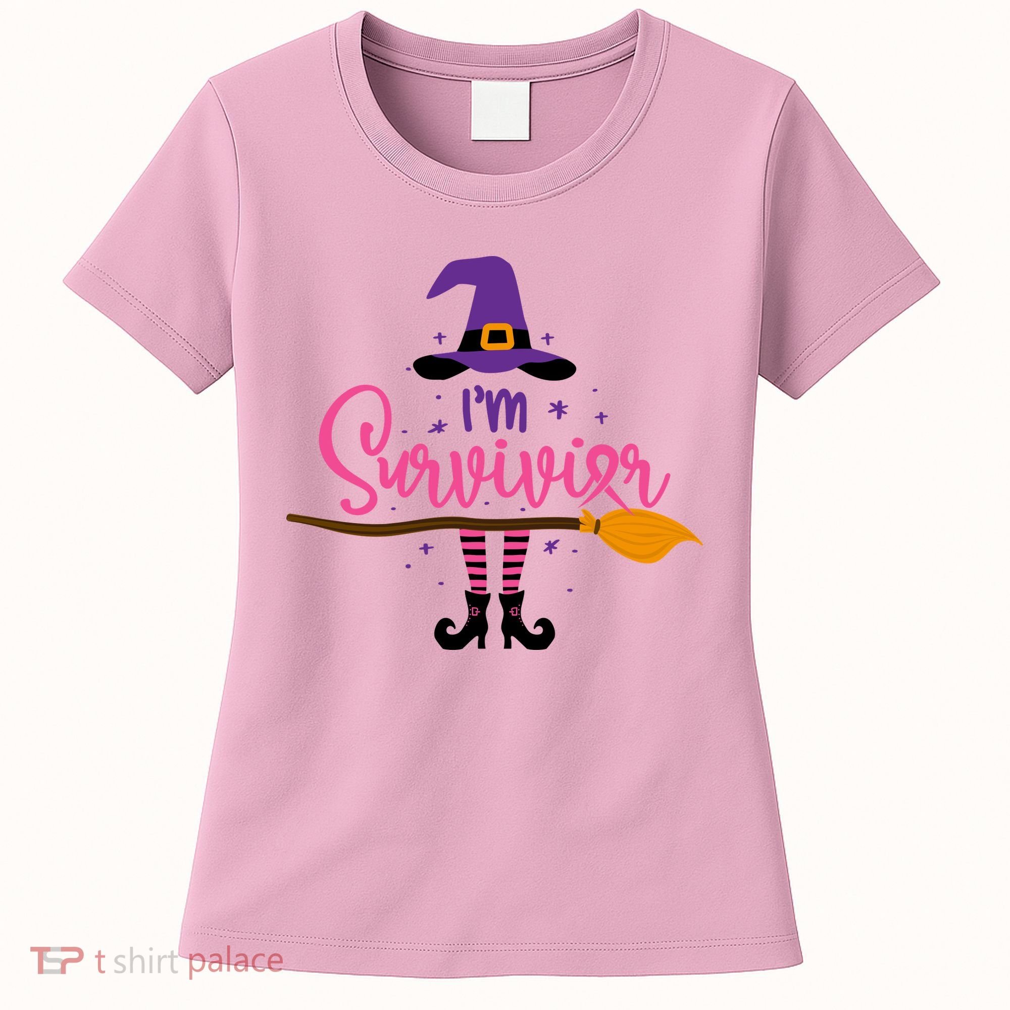I'm A Survivor Halloween Breast Cancer Awareness Witch Women's T-Shirt