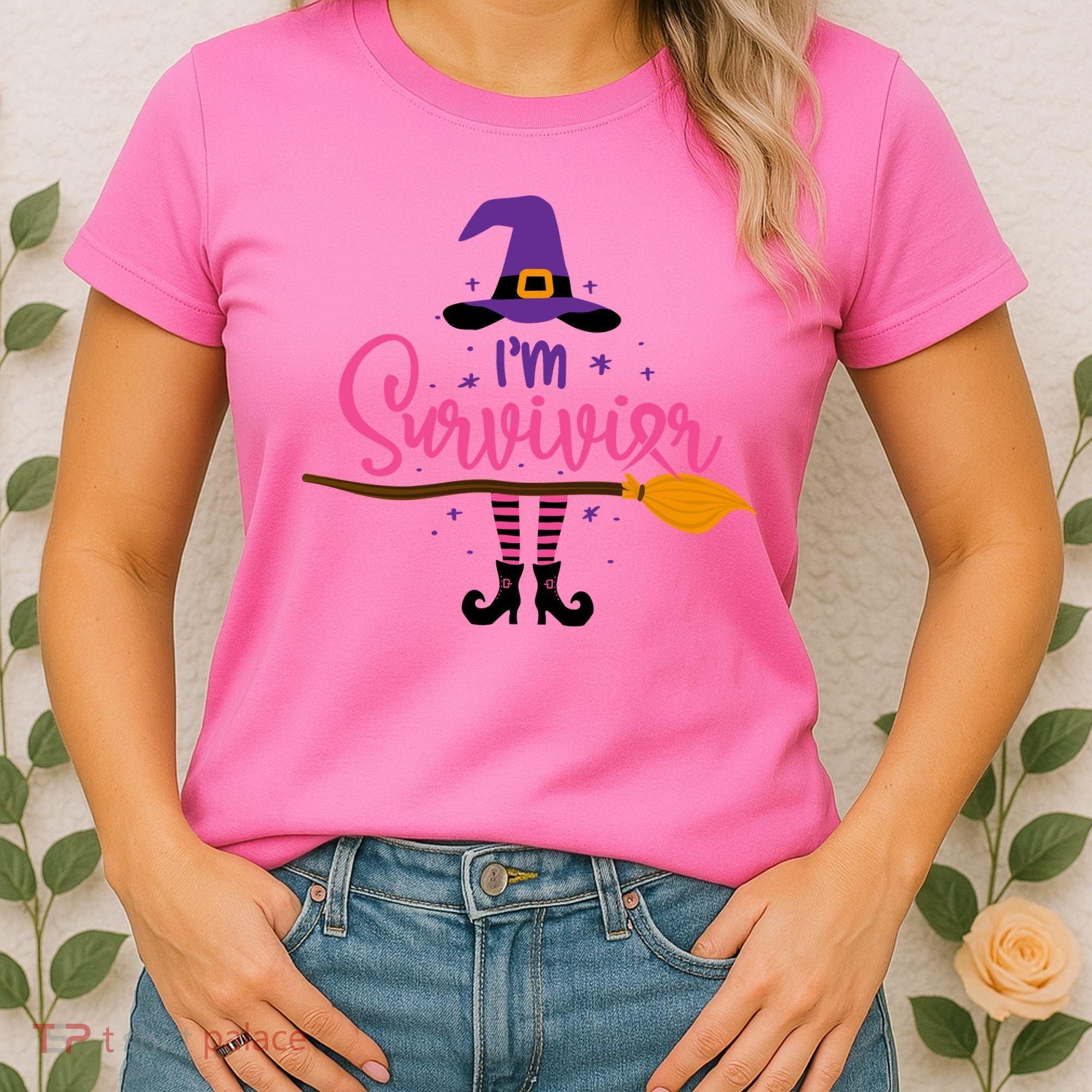 I'm A Survivor Halloween Breast Cancer Awareness Witch Women's T-Shirt