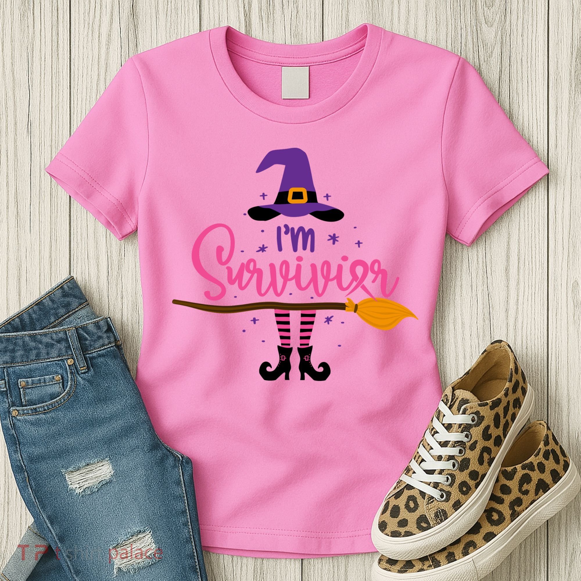 I'm A Survivor Halloween Breast Cancer Awareness Witch Women's T-Shirt