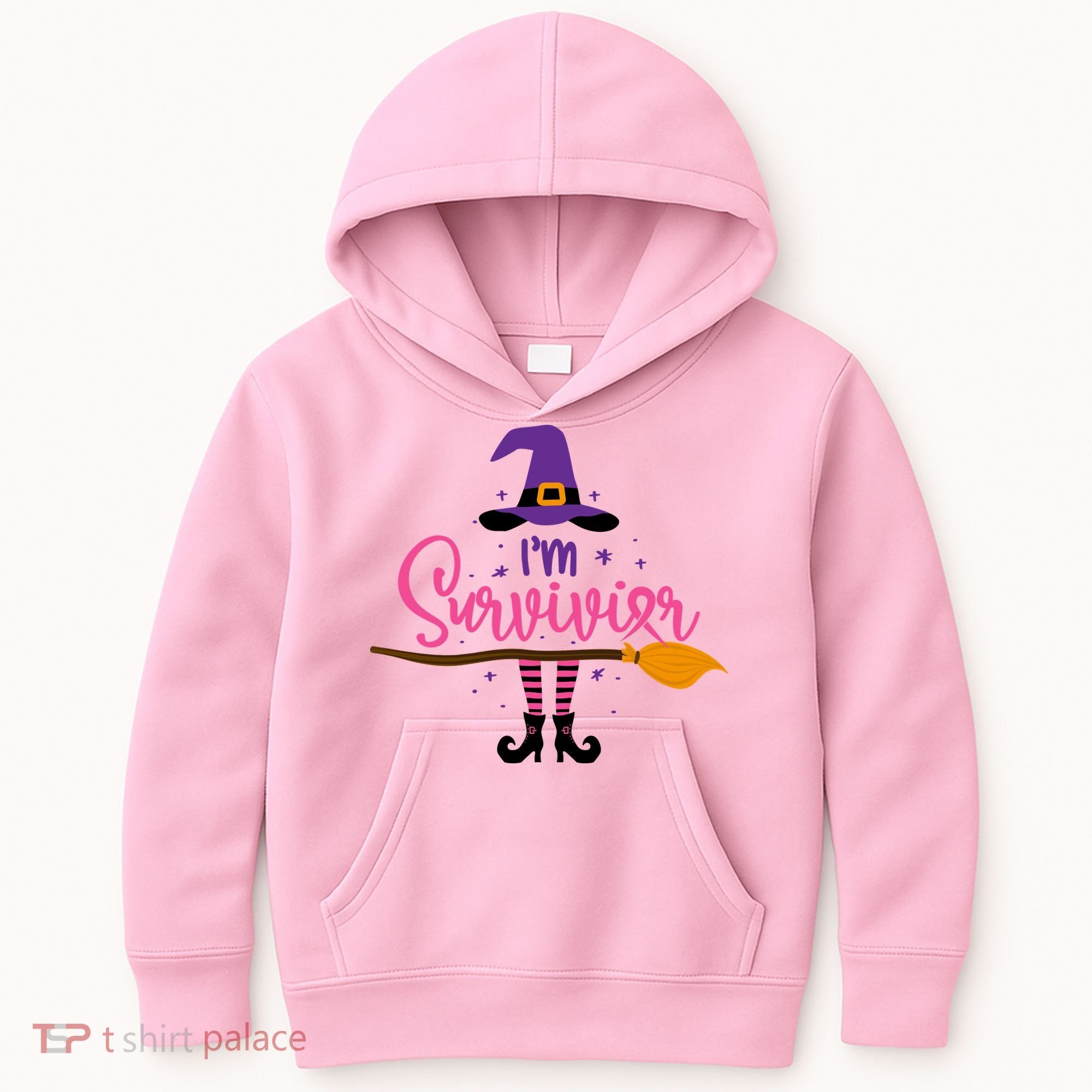 I'm A Survivor Halloween Breast Cancer Awareness Witch Kids Hoodie