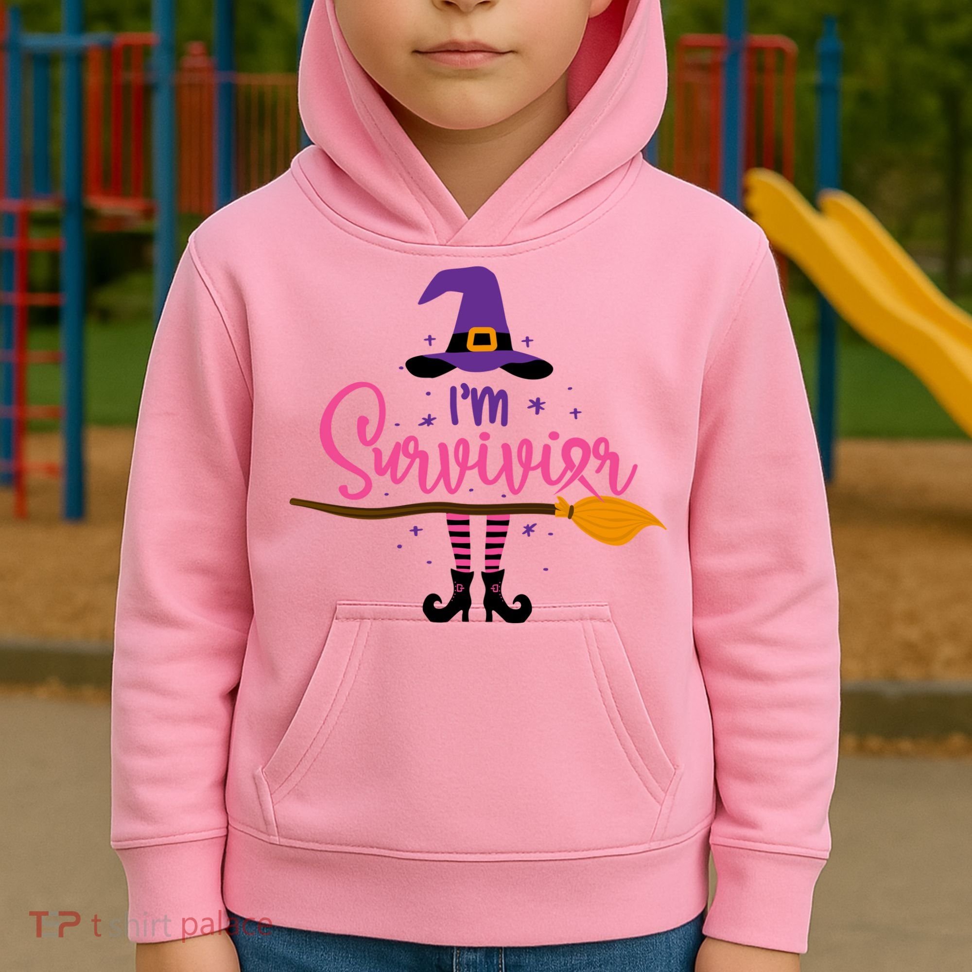 I'm A Survivor Halloween Breast Cancer Awareness Witch Kids Hoodie