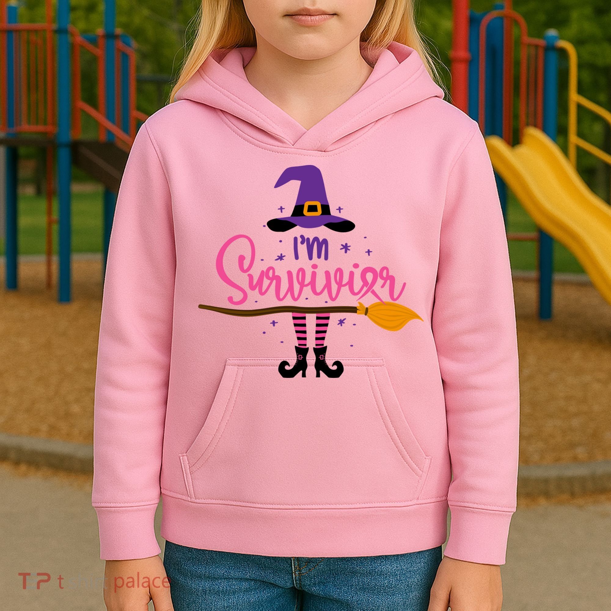 I'm A Survivor Halloween Breast Cancer Awareness Witch Kids Hoodie