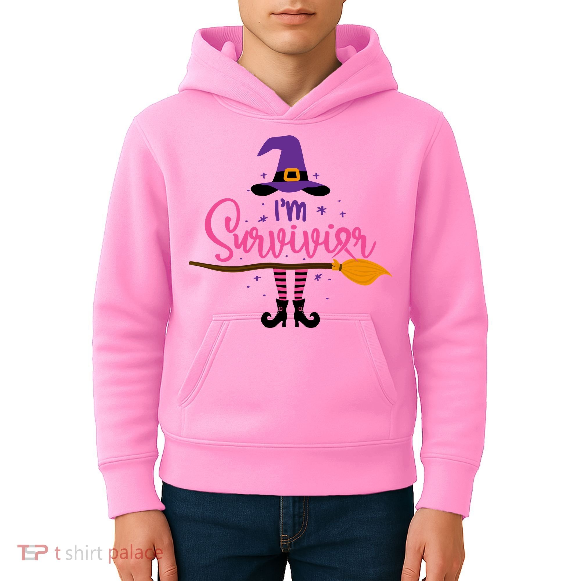 I'm A Survivor Halloween Breast Cancer Awareness Witch Kids Hoodie