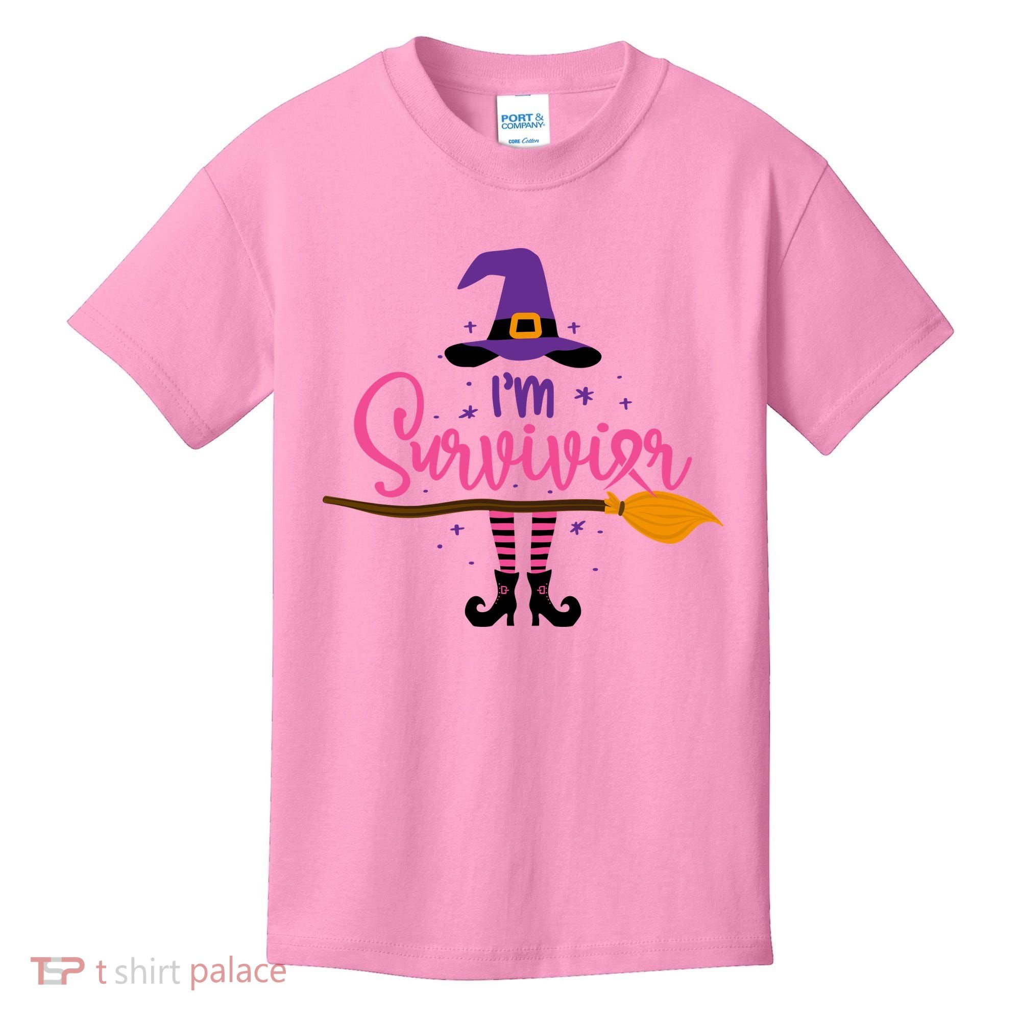 I'm A Survivor Halloween Breast Cancer Awareness Witch Kids T-Shirt