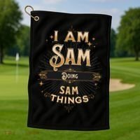 I Am Sam Doing Sam Things Funny Celebration Cool Gift Golf Towel thumb 1
