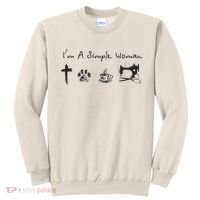 Im A Simple Woman Jesus Dog Coffee Sewing Sweatshirt thumb 0