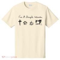 Im A Simple Woman Jesus Dog Coffee Sewing T-Shirt thumb 0