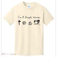 Im A Simple Woman Jesus Dog Coffee Sewing Kids T-Shirt thumb 0
