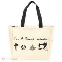 Im A Simple Woman Jesus Dog Coffee Sewing Tote Bag thumb 0