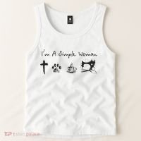 Im A Simple Woman Jesus Dog Coffee Sewing Tank Top thumb 2