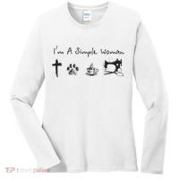Im A Simple Woman Jesus Dog Coffee Sewing Women's Long Sleeve Shirt thumb 0