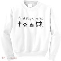Im A Simple Woman Jesus Dog Coffee Sewing Kids Sweatshirt thumb 0