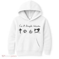 Im A Simple Woman Jesus Dog Coffee Sewing Kids Hoodie thumb 0