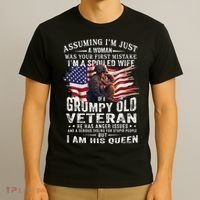 IM A Spoiled Wife Of A Grumpy Old Veteran Husband Wife T-Shirt thumb 3