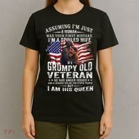 IM A Spoiled Wife Of A Grumpy Old Veteran Husband Wife T-Shirt thumb 4