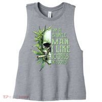 IM A Simple Man I Like Doobies And Boobies Skull Weed Women's Racerback Cropped Tank thumb 0