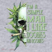 IM A Simple Man I Like Doobies And Boobies Skull Weed Women's Racerback Cropped Tank thumb 2