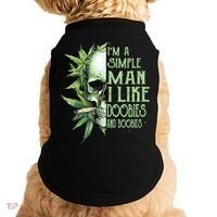 IM A Simple Man I Like Doobies And Boobies Skull Weed Doggie Tank thumb 0