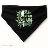 IM A Simple Man I Like Doobies And Boobies Skull Weed USA-Made Doggie Bandana thumb 0