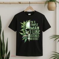 IM A Simple Man I Like Doobies And Boobies Skull Weed T-Shirt thumb 2