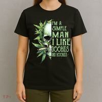 IM A Simple Man I Like Doobies And Boobies Skull Weed T-Shirt thumb 4