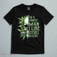 IM A Simple Man I Like Doobies And Boobies Skull Weed T-Shirt thumb 5