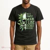 IM A Simple Man I Like Doobies And Boobies Skull Weed Tall T-Shirt thumb 2