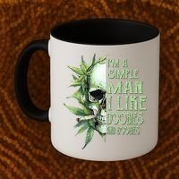 IM A Simple Man I Like Doobies And Boobies Skull Weed Coffee Mug thumb 2