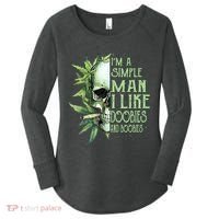 IM A Simple Man I Like Doobies And Boobies Skull Weed Women's Perfect Tri Tunic Long Sleeve Shirt thumb 0