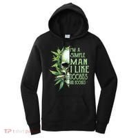 IM A Simple Man I Like Doobies And Boobies Skull Weed Women's Hoodie thumb 0