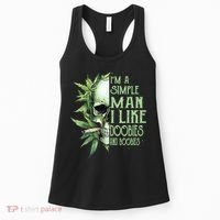 IM A Simple Man I Like Doobies And Boobies Skull Weed Women's Tank Top thumb 0