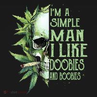 IM A Simple Man I Like Doobies And Boobies Skull Weed Pom Pom 12in Knit Beanie thumb 2