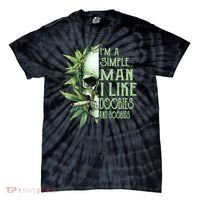 IM A Simple Man I Like Doobies And Boobies Skull Weed Tie-Dye T-Shirt thumb 0