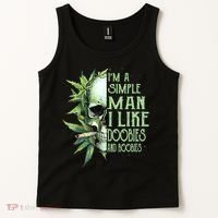 IM A Simple Man I Like Doobies And Boobies Skull Weed Tank Top thumb 2