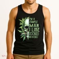 IM A Simple Man I Like Doobies And Boobies Skull Weed Tank Top thumb 3