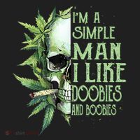 IM A Simple Man I Like Doobies And Boobies Skull Weed Golf Towel thumb 3