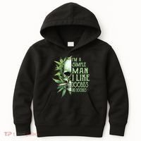 IM A Simple Man I Like Doobies And Boobies Skull Weed Kids Hoodie thumb 0