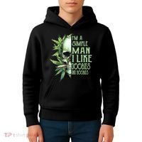 IM A Simple Man I Like Doobies And Boobies Skull Weed Kids Hoodie thumb 4