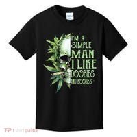 IM A Simple Man I Like Doobies And Boobies Skull Weed Kids T-Shirt thumb 0