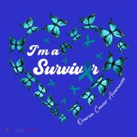 IM A Survivor Ovarian Cancer Awareness Teal Butterfly Heart Funny Gift T-Shirt thumb 7